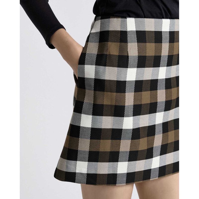 Cue Olive Check Mini Skirt image number 2
